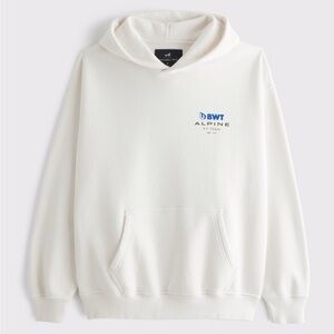 Brand New Abercrombie & Fitch White Minimalist Hoodie Sweater
